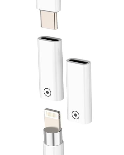 Adapter für Apple Pencil Lightning Buchse auf USB C Buchse (2 Stück) für iPad Eingabestift Ladegerät für iPhone 1. Generation Typ C Klinkenkabel Ersatz Stift 1 Gen von Kefiany