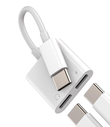 IPhone 15 Pro Max Plus iPad Type C auf Kopfhörer Adapter DAC USB C Doppelstecker Splitter(2in1)Audio Ladekabel Doppel Klinke Verteiler Aux Laden Kable Kompatibel für Sumsung Apple Huawei Xiaomi tp-BH von Kefiany