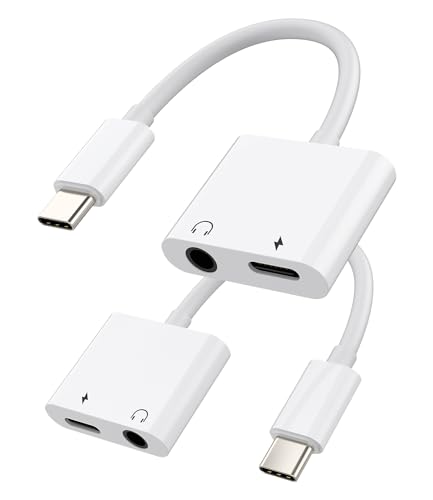 IPhone 15 Pro Max USB C Klinke Adapter 2in1(2 Pack)Aux ladegerät Stecker 3.5mm Kopfhörer auf Type-c Ladekabel Splitter kompatibel für Sumsung Huawei Xiaomi Google Apple Plus iPad 10、Air4/5、Mini6、3.5+t von Kefiany