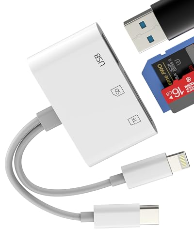 Kartenleser USB C Lightning auf SD (3-in-2) USB-OTG-Adapter 3.0 Kabel für iPad Micro SD TF Card Reader für iPhone 16 15 14 für Apple Typ C Digital Kamera Speicher Fotos Adapter Android Thunderbolt von Kefiany