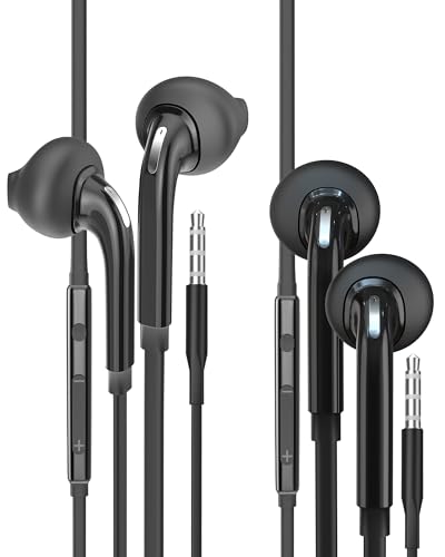 Kopfhörer, kabelgebunden, 3,5 mm, Stecker, kompatibel mit Samsung Galaxy (2 Stück) In-Ear-Kopfhörer, Geräuschunterdrückung, Telefon, Musik, Gaming, Computer, Kopfhörer, kabelgebunden, tragbarer von Kefiany