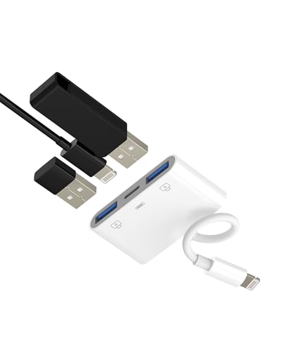 Lightning Adapter Stecker auf USB Buchse (3-in-1) für iPhone 14 13 Lighting Jack Ladegerät Stecker MFI-zertifiziert für Apple iPad OTG Daten Digitaladapter Kamera Foto Card Reader Anschlüsse von Kefiany