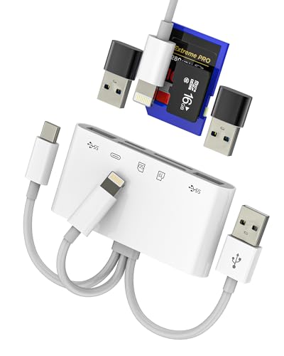 Lightning Adapter USB C USB auf Micro SD Kartenleser OTG Kabel 3.0 Schnellladung für Apple iPhone15 für iPad Mac PC kompatibel für Samsung Card Reader TF Speicher Stick Adapter Kamera Memory von Kefiany