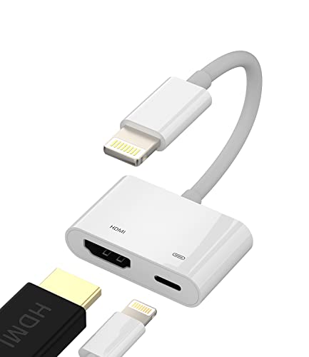 Lightning HDMI Adapter(2in1)schnellladegerät auf Digital AV Klinke Apple MFI Zertifiziert TV Kabel Verbinder Ladekabel Hub Stecker für Iphone 14 13 12 11 Pro Max Mini 7 8 Plus X Xs Xr Se Ipad Air 2019 von Kefiany