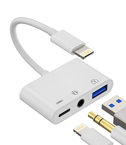 Lightning USB 3.5mm Kopfhörer Klinke Schnellladegerät 3in1 Adapter iPhone OTG Tastaturen USB Stick Kartenlesegerät Maus Aux Audio Stecker Zubehör Hub für 14 13 12 11 Pro Max Mini 8 7 Plus X Se 6 ip von Kefiany