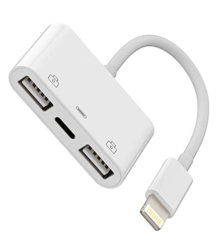 Lightning auf USB Adapter iPhone OTG Stecker(3in1) für Schnellladegerät Tastaturen USB Stick Kartenlesegerät Kamera Maus Hub Zubehör Ladekabel 14 13 12 11 Pro Max Mini 8 7 Plus X Xs Xr Se 6 Ipad Air von Kefiany