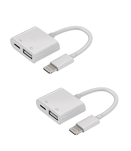 Lightning auf USB Adapter schnellladegerät Kabel 2in1(2Pack) iPhone OTG Zubehör Stecker Tastaturen USB Stick Kartenlesegerät Kamera Kartenleser Maus Hub für 14 13 12 11 Pro Max Mini 8 7 Plus X Xs ip von Kefiany