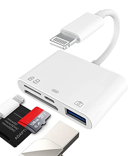 Micro SD Kartenleser USB Lightning Kartenlesegerät Adapter Schnellladegerät Ladekabel Card Reader Verteiler Zubehör Speicherkarte Mouse Hub für Apple Iphone 14 13 12 11 Pro 8 7 Plus X Xs Xr 6 Ipad Air von Kefiany