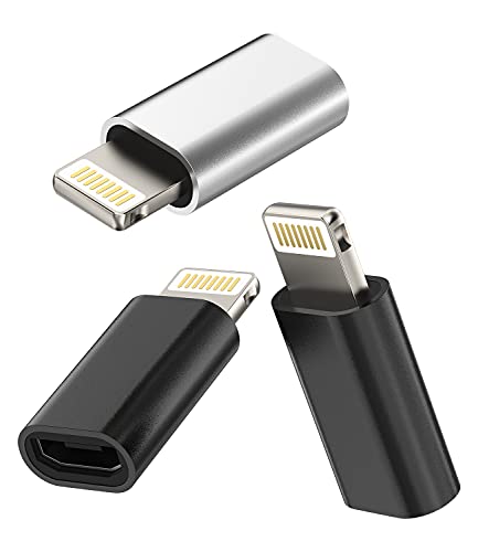 Micro USB Mutter auf Lightning Männlich Adapter(3pack)Android to Iphone Klinke Ladekabel Stecker Set Ladegerät Zubehör Charger Kabel Netzteil für 14 13 12 11 Pro Max Mini 6 7 8 Plus X Xs Xr Se Ipad von Kefiany