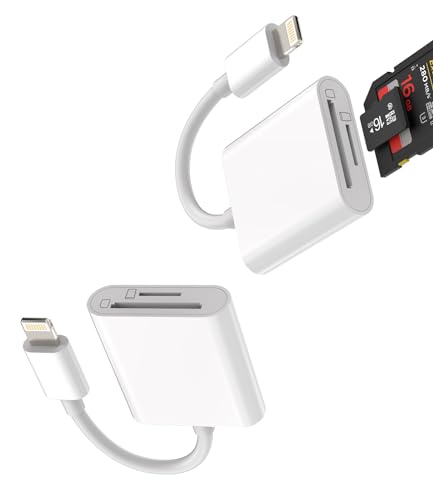 SD Kartenleser Micro SD Speicherkarte Kartenlesegerät(2Pack)2in1 auf Lightning Klinke Adapter Apple Card Reader Verteiler Zubehör Karte Hub für iPhone 14 13 12 11 Pro Max Mini 8 7 Plus X Xs 6 iPad TF von Kefiany