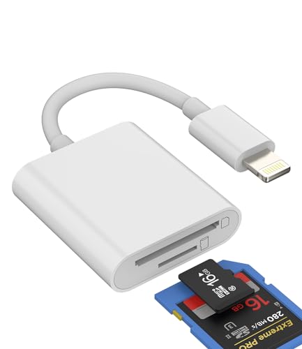 SD Kartenleser Micro SD Speicherkarte Kartenlesegerät auf Lightning Klinke Adapter(2in1)Apple Card Reader Verteiler Zubehör Karte Hub für iPhone 14 13 12 11 Pro Max Mini 8 7 Plus X Xs Xr Se 6 iPad Air von Kefiany