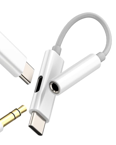USB C Auf 3.5mm Kopfhörer AUX Adapter für iPhone15(2in1) DAC Auto Audio Kabel Splitter Type C Power Cable Ladeadapter Headphone Jack Kompatibel für Samsung Kopfhöreranschluss Stecker Anschluss 3.5+tp von Kefiany