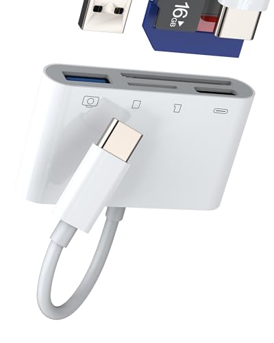 USB C HUB TF SD Kartenleser USB OTG Typ C Ladegerät 4 in 1 Dockingstation für Apple iPhone 15 Pro Max für iPad Air Macbook Multiport Adapter Micro SD Memory Flash Drive Thunderbolt Port Ladedongle von Kefiany