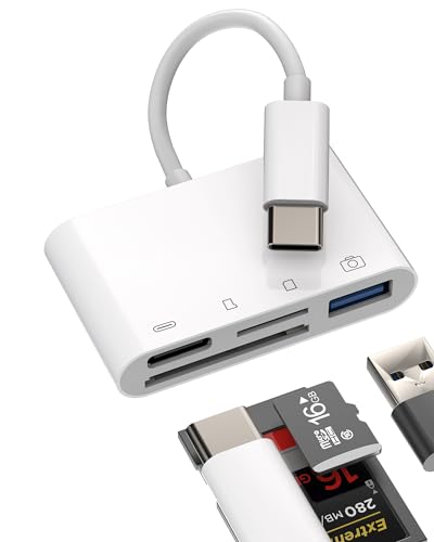 USB-C-Hub für Apple iPhone 15 Pro Max Plus iPad Air Mini MacBook (4-in-1) OTG TF Micro SD Kartenleser Typ C Ladekabel Multiport Adapter Thunderbolt Dockingstation Memory Dongle kompatibel für Samsung von Kefiany