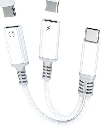 USB C Kopfhörer Splitter(2in1)Type-C LadeKabel Doppelstecker Adapter AUX DAC Audio Ausgabe Buchse Anschluss Dual Port Cable Kompatibel für Samsung Handy Headphone Laptop Ladekabel Mikrofon für tp-2tp von Kefiany