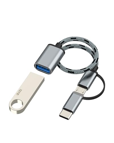 USB C Micro-USB-Stecker auf USB-Buchse Adapter (2-in-1) für Apple OTG 3.0 Kabel Stick Typ C Android-Stecker für iPhone 16 15 für iPad, kompatibel mit Samsung Tablet PC, Kameraanschlüsse Typ C von Kefiany