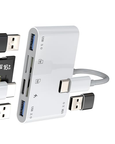 USB C OTG Adapter 6in1 für Apple iPhone15 MacBook Air für iPad kompatibel für Samsung Karten SD-Kartenleser Micro SD Card Reader Kabel Speicher Zubehör TF Stick Kamera Memory Adapter von Kefiany