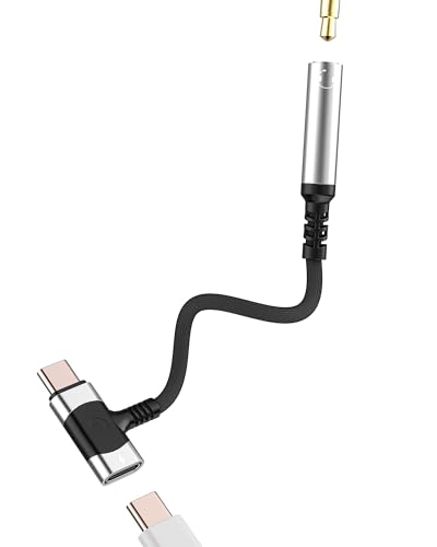 USB-C auf 3,5-mm-Kopfhörerjack (2-in-1) – Ladeadapter für iPhone 16, 15 Pro Max, Audio AUX, Adapter für iPad, kompatibel für Samsung, Mikrofon, Kopfhörer, Android, Auto, Dongle von Kefiany