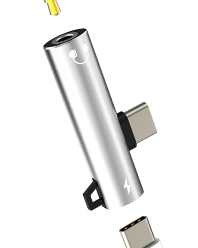 USB C auf Buchse Adapter 3,5 mm Kopfhörer (2-in-1) für Apple Type C, Ladegerät aux-Audio, Kabel für iPhone 16 15 Pro Max, iPad, Kopfhörer, Mikrofon, Dongle, kompatibel mit Samsung, Auto, Zubehör von Kefiany