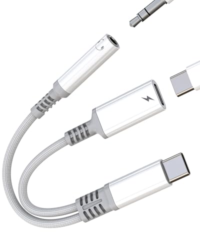 USB C auf Jack Kopfhörer 3,5mm Typ C Ladegerät Kabel (2 in 1) für iPhone 16 15 Kompatibel mit Samsung Hilfsmittel Audio Adapter für Apple Kopfhörer Mikrofon AUX-Stecker Dongle Android Port von Kefiany