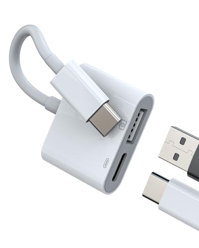 USB C auf USB 3.0 Adapter (2 in 1) OTG-Kabel für Apple iPad iPhone15 kompatibel für Samsung Typ C Ladegerät Konverter Netzteil Datensplitter Stick Android Adapter tp-BH von Kefiany