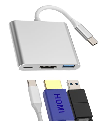 YCJ-uk-1iPhone 15 Pro Max Plus Splitter 3in1 USB C auf HDMI USB A Typ C Hub Apple Adapter Thunderbolt Dockingstation TV Display Port Monitor Anschluss kompatibel für Samsung Galaxy Surface Duo iPad YCJ-uk-1iPhone 15 Pro Max Plus Splitter 3in1 USB C auf HDMI USB A Typ C Hub Apple Adapter Thunderbolt Dockingstation TV Display Port Monitor Anschluss kompatibel für Samsung Galaxy Surface Duo iPad von Kefiany