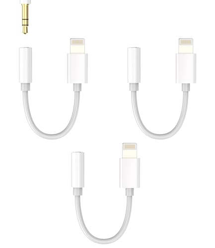 iPhone AUX Adapter Kabel 3.5mm auf Lightning Klinke Kopfhörer Splitter(3Pack) Audio Stecker Anschluss Zubehör Apple MFI Zertifiziert Kompatibel mit 14 13 12 11 Pro Max Mini 8 7 Plus X Xs Se 6 ip-3.5 von Kefiany