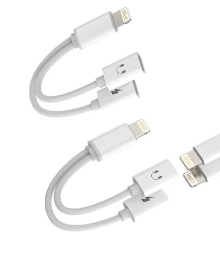 iPhone Aux Adapter Lightning Klinke Schnellladegerät Audio 2in1(2Pack) Doppel Stecker Kopfhörer Ladekabel Netzteil Splitter Apple MFI Fast Charger Zubehör für 14 13 12 11 Pro Max X XS SE 8 7 ip-BFX von Kefiany