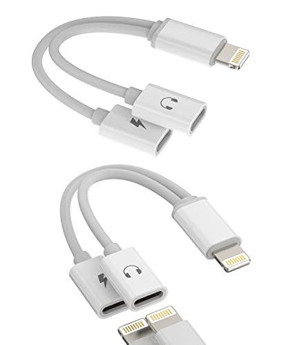 iPhone Ightning Klinke Adapter Aux Schnellladegerät 2in1(2Pack) Doppel Stecker Kopfhörer Ladekabel Netzteil Splitter Apple MFI Audio Charger Zubehör für 14 13 12 11 Pro Max X XS XR SE 8 7 Plus BFX-2L von Kefiany