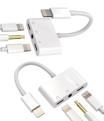 iPhone Ladekabel 3in1 Adapter(2Pack) 3.5mm Aux+Lightning Kopfhörer+Netzteil Klinke Splitter Apple MFI Fast Charger Stecker Schnellladegerät Zubehör für 14 13 12 11 Pro Max Mini X Xr XS Se 8 7 ip+3.5 von Kefiany