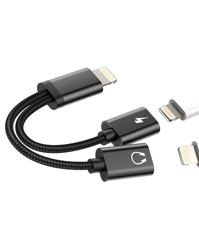 iPhone Ladekabel Kopfhörer 2in1 Adapter Doppel Lightning Klinke Splitter Apple MFI Aux auf Schnellladegerät Stecker Fast Charger Audio Netzteil Zubehör für 14 13 12 11 Pro Max X XS XR SE ip-NLFX von Kefiany