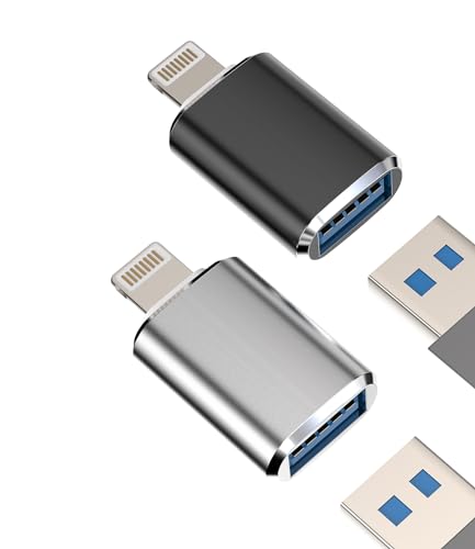 iPhone OTG Adapter Kabel(2Pack)Lightning auf USB Stick Tastaturen Kartenlesegerät Kamera Kartenleser Maus Klinke Hub Flash Drive Zubehör für Apple MFI 14 13 12 11 Pro Max Mini 8 7 Plus X Xs Xr ip-OTG von Kefiany