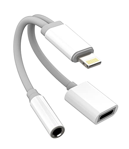 iPhone Schnellladegerät(2in1) Aux 3.5mm Kopfhörer auf Lightning Klinke Fast Charger Splitter Apple MFI Ladekabel Netzteil Adapter Audio Ladestecker Zubehör für 14 13 12 11 Pro Max 8 7 Plus X 3.5+L von Kefiany