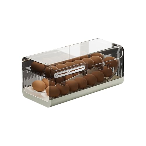 Eierhalter Kühlschrank,Doppelspuriger Automatisch Rollender Eierbehälter für Kühlschrank,Stapelbare Eier Aufbewahrung Kühlschrank mit Deckel,Platzsparende Aufbewahrungsbox für Eier und Getränke (Grau) Eierhalter Kühlschrank,Doppelspuriger Automatisch Rollender Eierbehälter für Kühlschrank,Stapelbare Eier Aufbewahrung Kühlschrank mit Deckel,Platzsparende Aufbewahrungsbox für Eier und Getränke (Grau) von Keho Keho Kehongdun