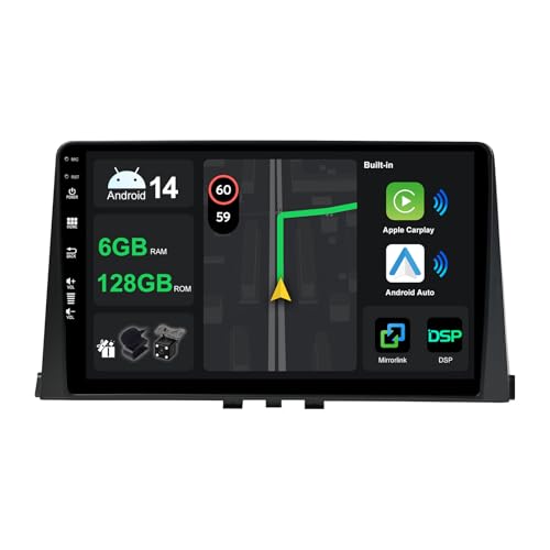 [6G+128G] IPS 10.1" Android 14 Autoradio Für Citroen Berlingo 2018-2020 mit navi Octa Core-[Eingebauter CarPlay/Android Auto/DSP/Mirror Link/GPS Navi/360 Camera/Bluetooth 5.0/WiFi/USB von KeiDilie