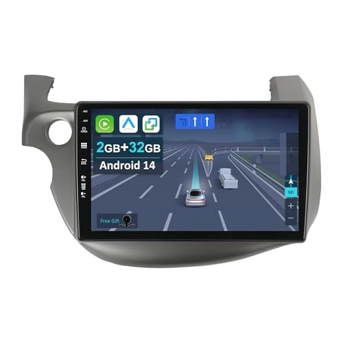 CADLEY Android 14 Autoradio für Honda Fit Jazz 2007-2014-mit Wireless Apple CarPlay|Android Auto|Mirror Link|GPS Navigation|Bluetooth 5.0|WiFi |USB|Navi|FM+Rückfahrkamera von KeiDilie