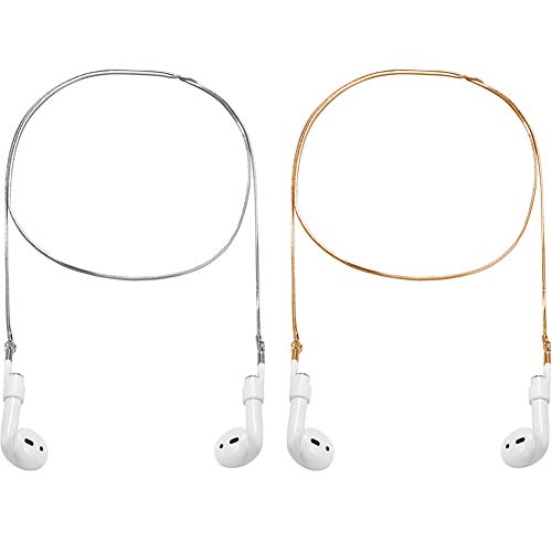 Kelendle Kabellose Kopfhörer-Halterung für AirPods, kompatibel mit Airpods, Ohrbügel, Anti-Verlust-Kabel, Kabelverbinder, Sport-Halsband, Airpodszubehör, Silber + Gold, 2 Stück Kelendle Kabellose Kopfhörer-Halterung für AirPods, kompatibel mit Airpods, Ohrbügel, Anti-Verlust-Kabel, Kabelverbinder, Sport-Halsband, Airpodszubehör, Silber + Gold, 2 Stück von Kelendle