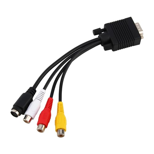 Kelepu Kabeladapter VGA auf RCA Kabel, 15 poliger VGA Stecker auf TV Video 3 Cinch AV TV Ausgang Kabeladapter, Konverter, S Video 3 Cinch-Ausgang Kabel für PC Computer von Kelepu