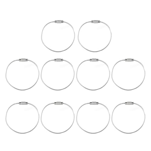 10 Stück Edelstahl-Draht-Schlüsselanhänger, Kabel, große Schlüsselanhänger, Draht, rostfrei, Gepäcketikettenhalter 10 Stück Edelstahl-Draht-Schlüsselanhänger, Kabel, große Schlüsselanhänger, Draht, rostfrei, Gepäcketikettenhalter von Kelisdi