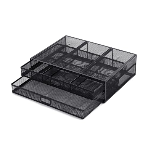 Multifunktionaler Schreibtisch-Monitorständer mit 2 Schubladen, Metallgitter, Computer-Monitorständer, Druckerzubehör Multifunktionaler Schreibtisch-Monitorständer mit 2 Schubladen, Metallgitter, Computer-Monitorständer, Druckerzubehör von Kelisdi