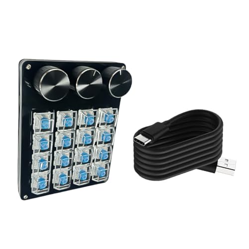 Tragbare 16-Tasten-Makro-Tastatur mit programmierbaren Zifferblättern für erweiterte Gaming-Steuerung und Multimedia-Management-Tastaturen Tragbare 16-Tasten-Makro-Tastatur mit programmierbaren Zifferblättern für erweiterte Gaming-Steuerung und Multimedia-Management-Tastaturen von Kelisdi