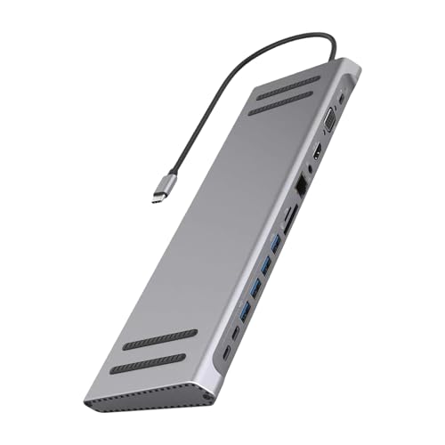 USB C Dockingstation 14 in 1 Typ C Hubs Adapter für Laptops HDMIs VGA Ethernet USB Port 4K Display-Funktionen USB C Dockingstation 14 in 1 Typ C Hubs Adapter für Laptops HDMIs VGA Ethernet USB Port 4K Display-Funktionen von Kelisdi