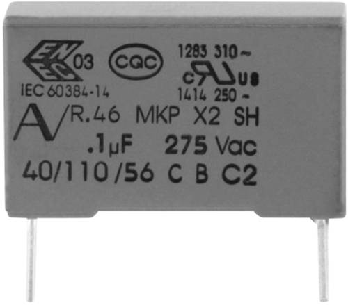 Kemet R46KI310000M1M+ MKP-Funkentstör-Kondensator radial bedrahtet 100 nF 275V 20% 15mm (L x B x H) von Kemet