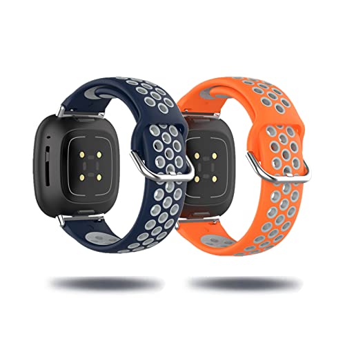 Kemikeji 2 Stück Silikon Armband für Fitbit Versa 3 /Fitbit Sense Sport Ersatzarmband Set für Damen Herren Männer Frauen Schwarz Loop Zweifarbiges Kompatibel mit Fitbit Versa 3 /Fitbit Sense (B) von Kemikeji