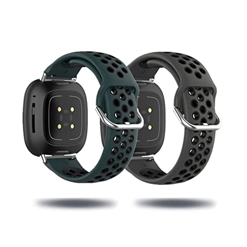 2 Stück Silikon Armband für Fitbit Versa 3 /Fitbit Sense Sport Ersatzarmband Set für Damen Herren Männer Frauen Schwarz Loop Zweifarbiges Kompatibel mit Fitbit Versa 3 /Fitbit Sense (F) von Kemikeji