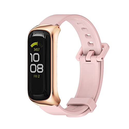 Kemikeji Armband für Samsung Galaxy fit 2 SM-R220 Watch Silikon Ersatzarmband Damen Herren Männer Frauen Loop Sport Ersatzbänder Kompatibel mit (rosa) von Kemikeji