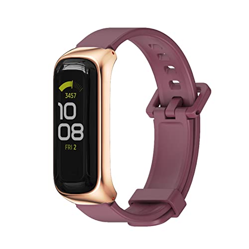 Kemikeji Armband für Samsung Galaxy fit 2 SM-R220 Watch Silikon Ersatzarmband für Damen Herren Männer Frauen Loop Sport Ersatzbänder Kompatibel mit Samsung Galaxy fit 2 SM-R220 (Rotwein) von Kemikeji