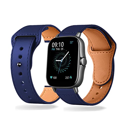 Kemikeji Lederarmband Kompatibel mit Amazfit GTS/GTS 2/GTS 2e/GTS 2 Mini Armband Leder 20mm Ersatzarmband Armbänder für Damen Herren Frauen für Amazfit GTS/GTS 2/GTS 2e/GTS 2 Mini (Blau) von Kemikeji