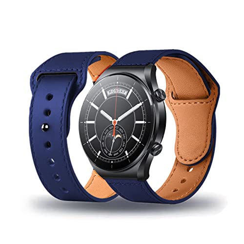 Lederarmband Kompatibel mit Xiaomi Watch S1 Armband Leder 20mm Ersatzarmband Armbänder für Damen Herren Frauen für Xiaomi Watch S1 (Blau) von Kemikeji