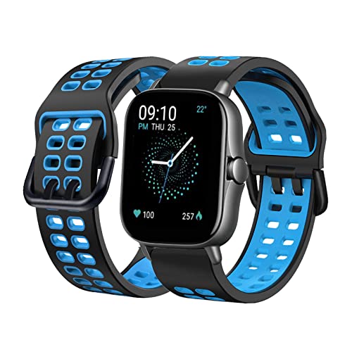 Silikon Armband Kompatibel mit Amazfit GTS/GTS 2/2 Mini/2e/Amazfit Bip/Amazfit Bip Lite Sport 20mm Ersatzarmband Set für Damen Herren Männer Frauen Schwarz Loop Zweifarbiges (B) von Kemikeji